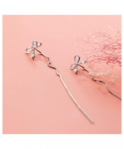 Chain Threader Earrings Long Chain Dangling Earrings Pull Through Earrings for Multiple Piercing Bow $7.53 Earrings