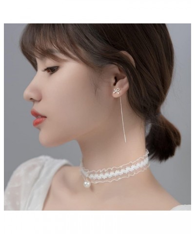 Chain Threader Earrings Long Chain Dangling Earrings Pull Through Earrings for Multiple Piercing Bow $7.53 Earrings