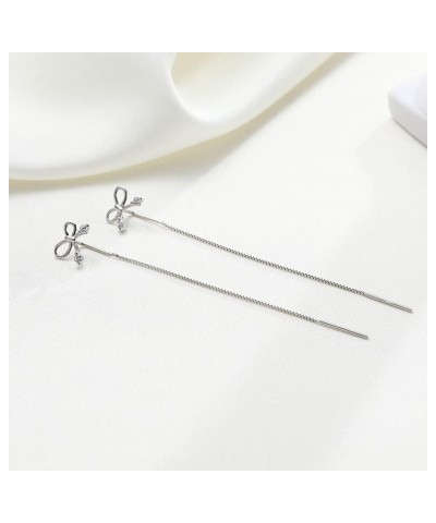 Chain Threader Earrings Long Chain Dangling Earrings Pull Through Earrings for Multiple Piercing Bow $7.53 Earrings