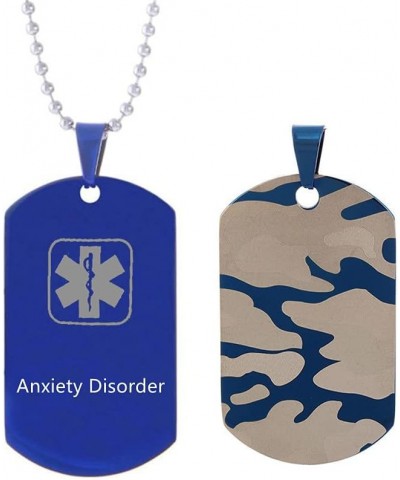 Medical Alert Necklaces for Men Women Stainless Steel Camo Military Dog Tag Emergency ID Identification Pendant Necklace Heal...