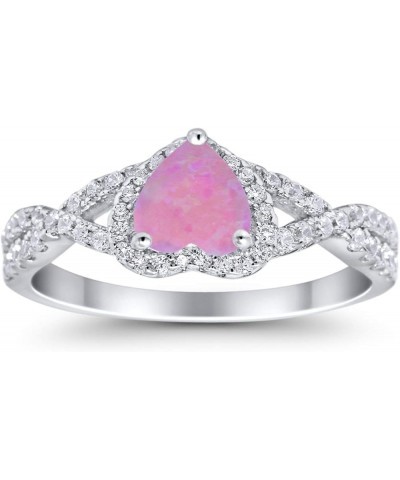 Heart Promise Ring Infinity Shank Round Simulated Cubic Zirconia 925 Sterling Silver Lab Created Pink Opal $13.99 Rings