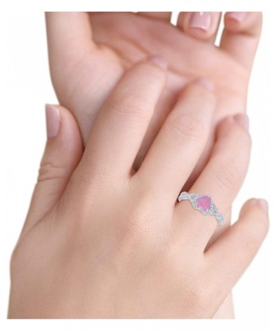 Heart Promise Ring Infinity Shank Round Simulated Cubic Zirconia 925 Sterling Silver Lab Created Pink Opal $13.99 Rings