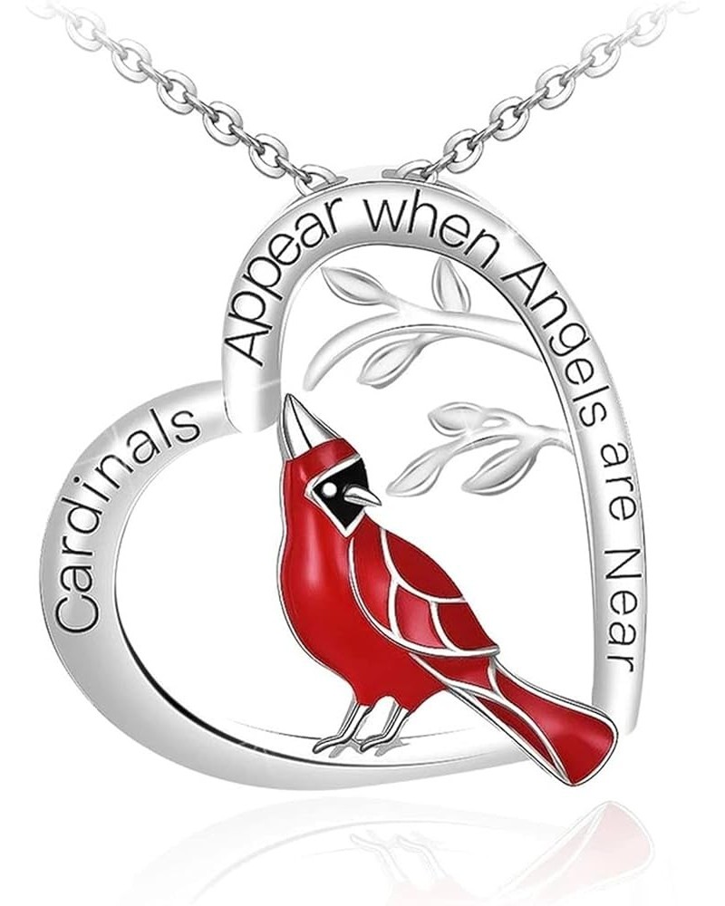 Cardinal Necklace, Red Cardinal Pendant Necklace Cardinals Appear When Angels are Near Necklace Red Bird Cardinal Heart Neckl...