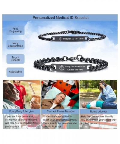 Medical Alert ID Bracelet - Mens Womens Stainless Steel ID Tag Medical Alert Emergency Bracelet,7.2/8/8.4 Inches addison dise...