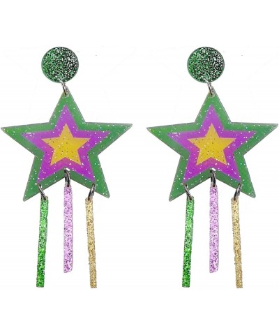 Mardi Gras Earrings for Women Mardi Gras Colorful Acrylic Drop Earrings Carnival Theme Beads Crocodile Lobster Star Balloon D...