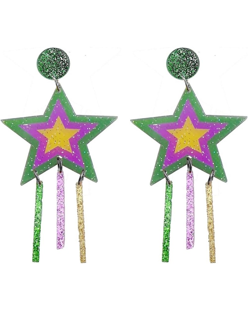 Mardi Gras Earrings for Women Mardi Gras Colorful Acrylic Drop Earrings Carnival Theme Beads Crocodile Lobster Star Balloon D...