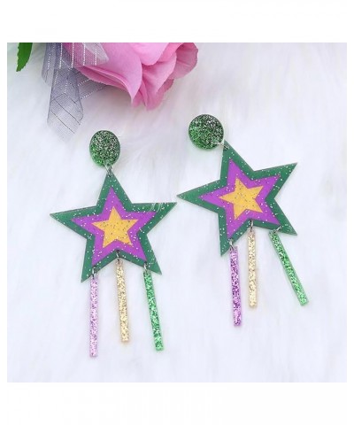 Mardi Gras Earrings for Women Mardi Gras Colorful Acrylic Drop Earrings Carnival Theme Beads Crocodile Lobster Star Balloon D...