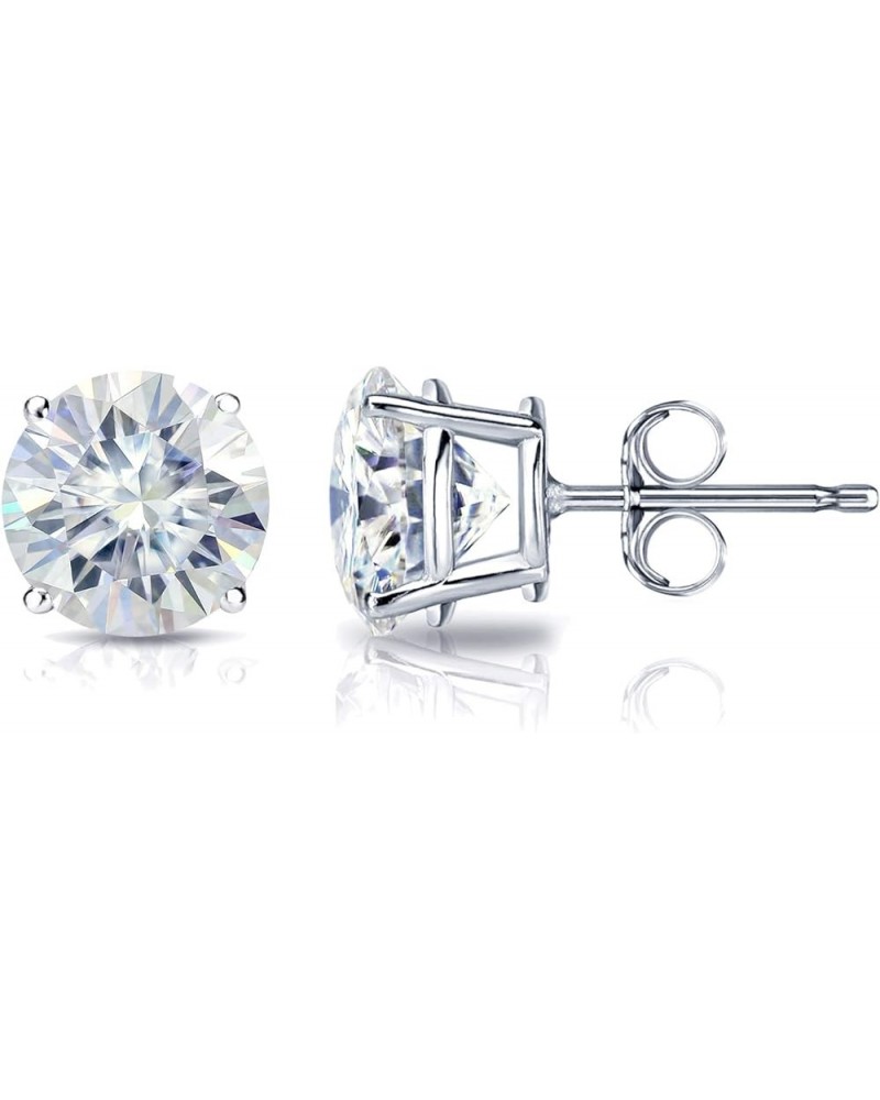 Platinum Round Moissanite Stud Earrings (1 to 7ct TGW, J-K) 4-Prong Set, Push-Back 2.5 carats $181.80 Earrings