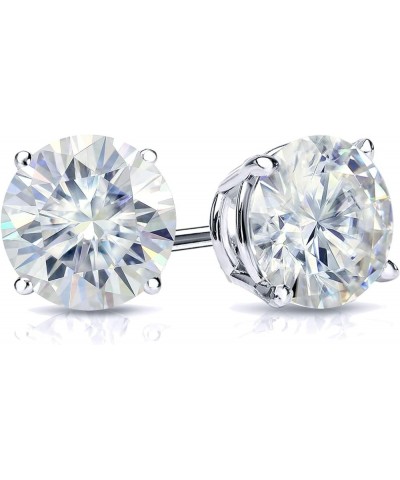 Platinum Round Moissanite Stud Earrings (1 to 7ct TGW, J-K) 4-Prong Set, Push-Back 2.5 carats $181.80 Earrings