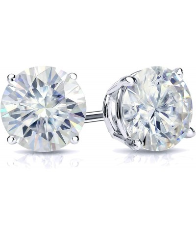 Platinum Round Moissanite Stud Earrings (1 to 7ct TGW, J-K) 4-Prong Set, Push-Back 2.5 carats $181.80 Earrings