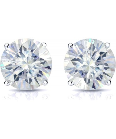 Platinum Round Moissanite Stud Earrings (1 to 7ct TGW, J-K) 4-Prong Set, Push-Back 2.5 carats $181.80 Earrings