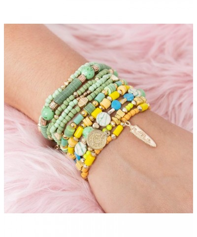 Multi Layer Versatile Statement Bracelets - Stackable Beaded Strand Stretch Bangles Sparkly Crystal, Wood Bead, Tassel Charm ...