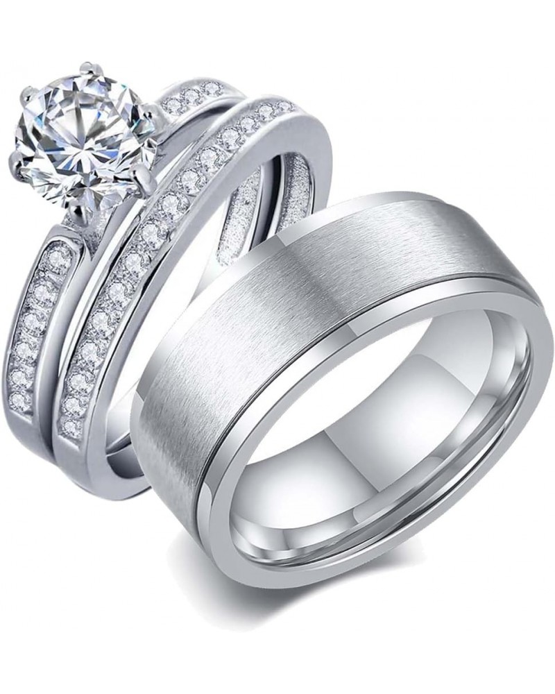 TWO RINGS Wedding Ring Sets His And Hers Promise Ring Couples Bridal Sets Women 925 Sterling Silver aaa Cz Man Wedding Bands ...