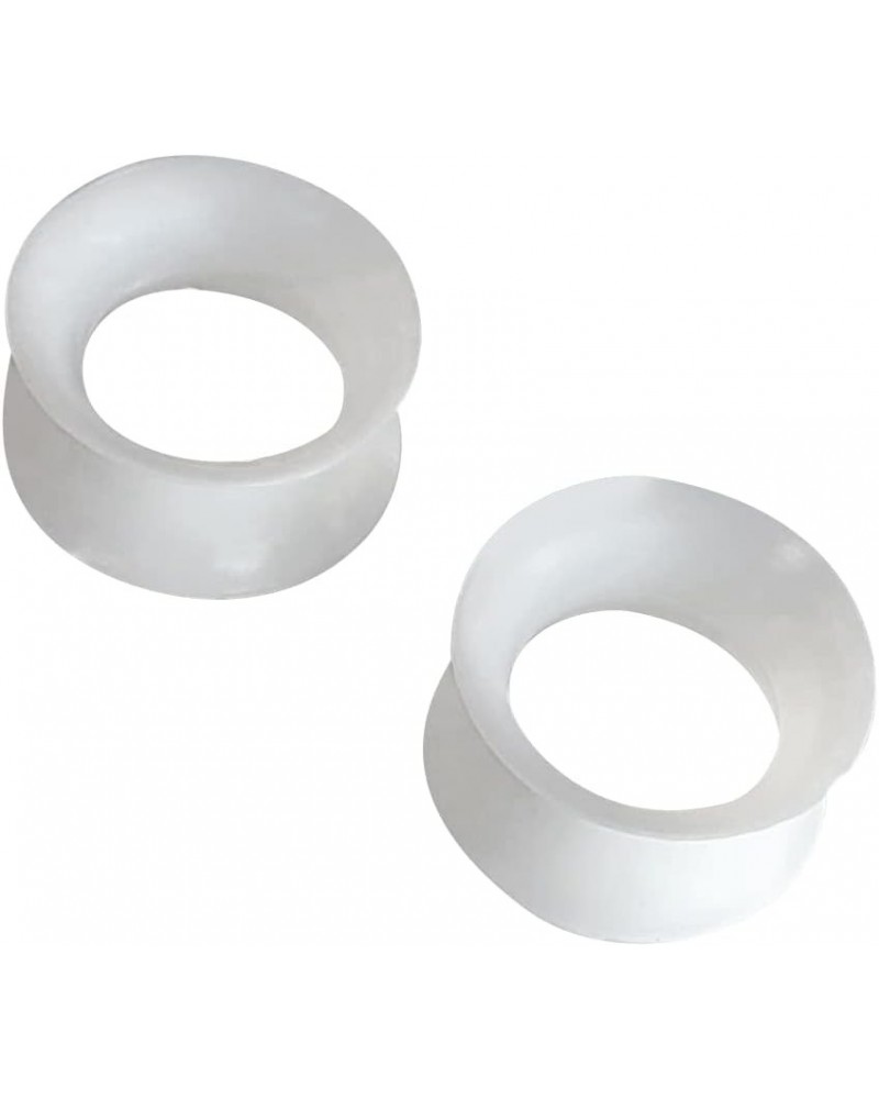 White Ultra Thin Walled Silicone Double Flared Gauges Flexi Ear Tunnels Pair 0 Gauge (8mm) $6.60 Body Jewelry