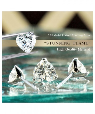 STUNNING FLAME" Trillion-cut/Cushion-cut/Emerald-cut/Marquise-cut ... 18K White Gold Plated Sterling Silver Cubic Zirconia Si...