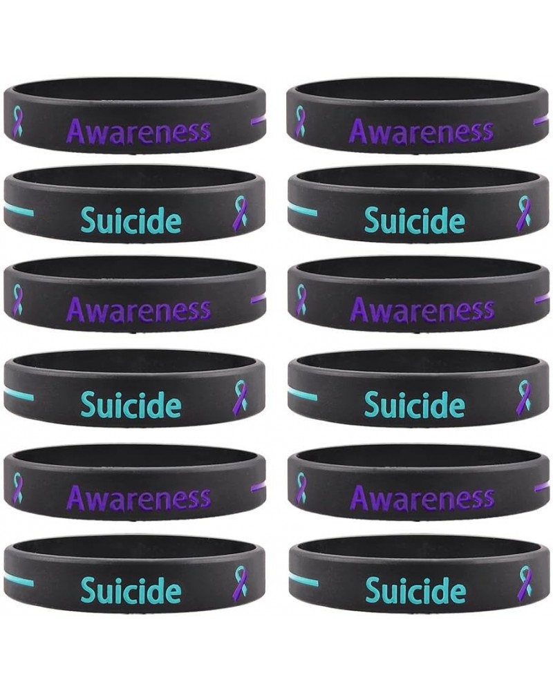 Suicide Pprevention Awareness Wristbands for Men Women,Teal and Purple Suicide Prevention Bracelets I Wear Purple Rubber Wris...