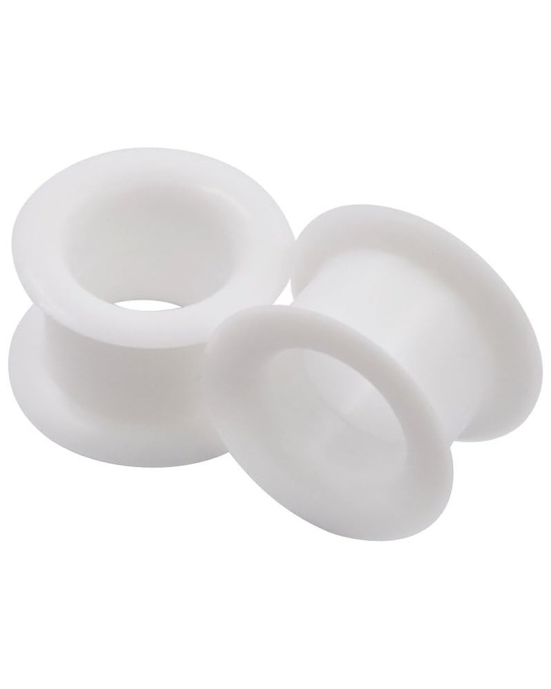 2 PC Colorful Hard Silicone Flexible Ear Skin Tunnels Plugs Hollow Ear Gauges 2G-25mm hard-white 12mm(1/2") $8.39 Body Jewelry