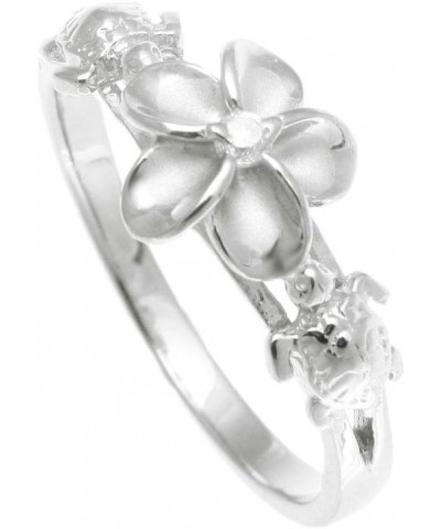 Sterling silver 925 Hawaiian plumeria flower cz 2 turtle ring rhodium plated size 3-10 $15.51 Rings