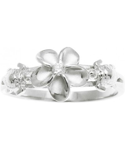 Sterling silver 925 Hawaiian plumeria flower cz 2 turtle ring rhodium plated size 3-10 $15.51 Rings