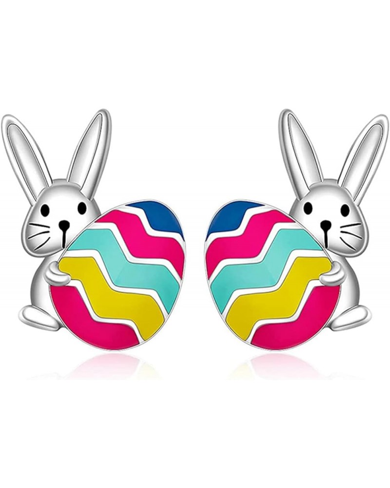 Easter Earrings for Women Colorful Easter Egg Stud Earrings Cute Bunny Rabbit Earrings for Women Girls Easter Jewelry Gifts C...