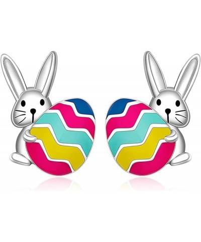 Easter Earrings for Women Colorful Easter Egg Stud Earrings Cute Bunny Rabbit Earrings for Women Girls Easter Jewelry Gifts C...