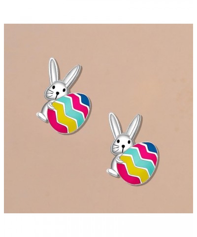 Easter Earrings for Women Colorful Easter Egg Stud Earrings Cute Bunny Rabbit Earrings for Women Girls Easter Jewelry Gifts C...