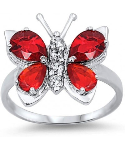 Mystic Simulated Topaz Cubic Zirconia Butterfly Hera Ring Sterling Silver (Color Options, Sizes 4-15) Simulated Ruby $10.96 R...