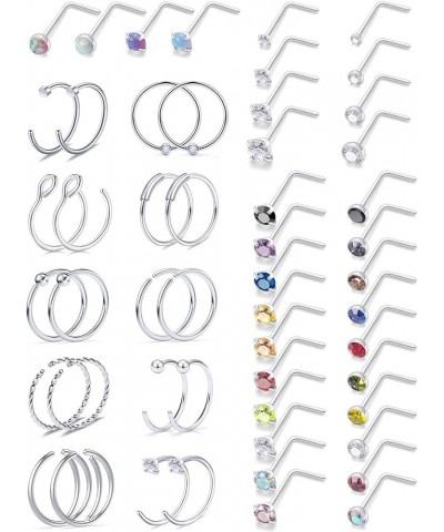 18G 20G Nose Rings for Women Surgical Steel Nose Rings Hoops Nose Piercing Jewelry,L Shaped NOSE RINGS, CorkScrew Nose Ring S...