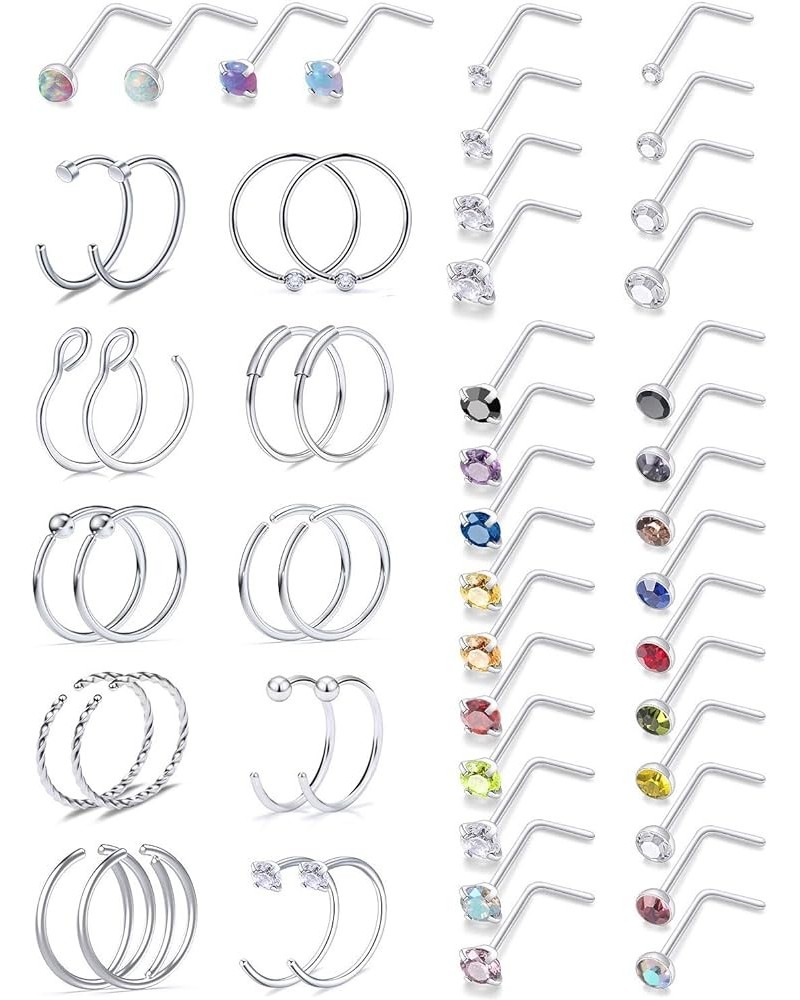 18G 20G Nose Rings for Women Surgical Steel Nose Rings Hoops Nose Piercing Jewelry,L Shaped NOSE RINGS, CorkScrew Nose Ring S...