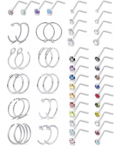 18G 20G Nose Rings for Women Surgical Steel Nose Rings Hoops Nose Piercing Jewelry,L Shaped NOSE RINGS, CorkScrew Nose Ring S...