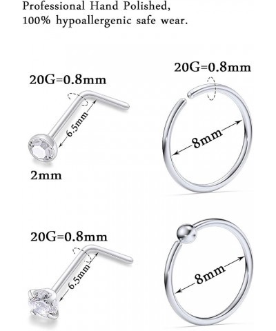 18G 20G Nose Rings for Women Surgical Steel Nose Rings Hoops Nose Piercing Jewelry,L Shaped NOSE RINGS, CorkScrew Nose Ring S...