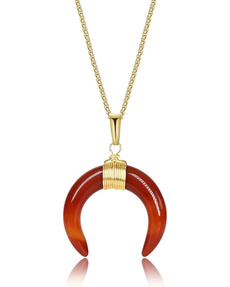 Healing Crystal Moon Necklace for Women Carnelian $12.60 Necklaces