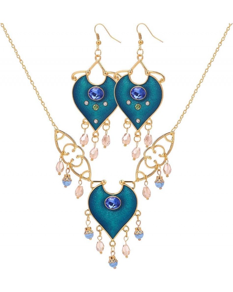 Jasmine Jewelry Neckalce Earlings Sets Accerssories Women Adult Heart Shape Blue $13.18 Jewelry Sets