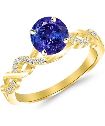 Twisting Infinity Gold and Diamond Split Shank Pave Set Diamond Engagement Ring with a 1 Carat Tanzanite AAA Heirloom Center ...