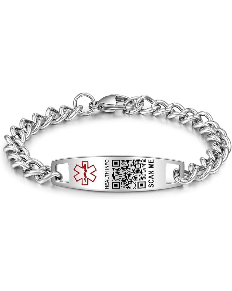 Upgraded Medical Bracelets with QR Code for Women Men Medical Alert Id Bracelet - Sterling Silver Small Code 7''-9'' - More S...