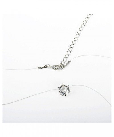 Sollarisy Simulation Crystal Necklace Round Pendant Necklace Fishing Line Clavicle Chain for Women $3.36 Necklaces