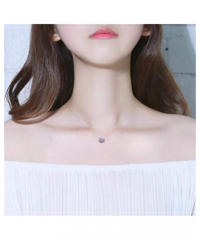 Sollarisy Simulation Crystal Necklace Round Pendant Necklace Fishing Line Clavicle Chain for Women $3.36 Necklaces