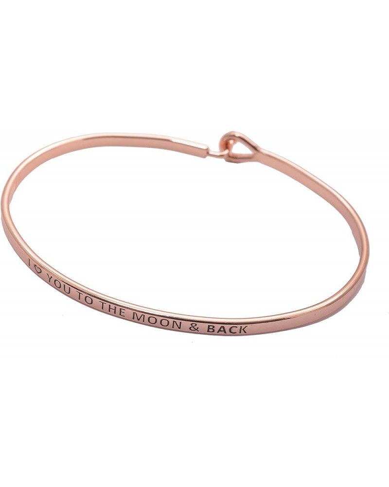 Personal Mantra Message Cuff Bracelet for Women Friend Encouragement Gift for Her Love You to the Moon and Back-Rose Gold $9....