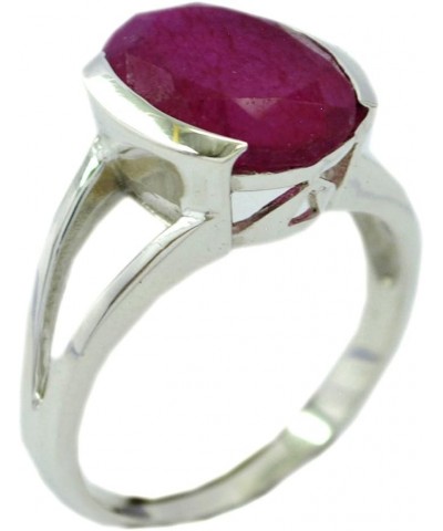 Genuine Indian Ruby Sterling Silver Ring for Women Oval Shape Birthstone Size 5,6,7,8,9,10,11,12 $18.70 Rings