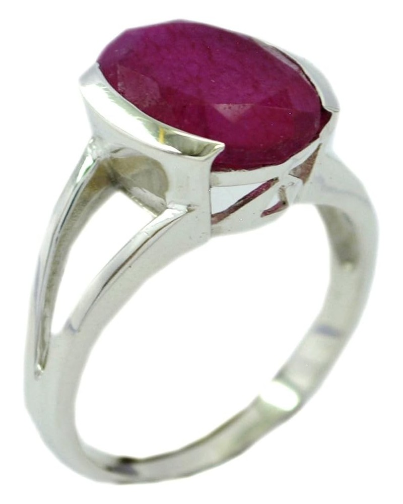 Genuine Indian Ruby Sterling Silver Ring for Women Oval Shape Birthstone Size 5,6,7,8,9,10,11,12 $18.70 Rings