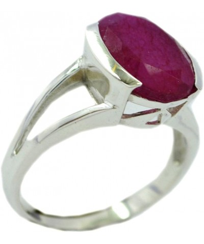 Genuine Indian Ruby Sterling Silver Ring for Women Oval Shape Birthstone Size 5,6,7,8,9,10,11,12 $18.70 Rings