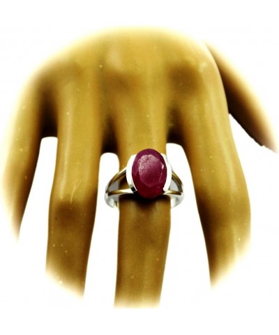 Genuine Indian Ruby Sterling Silver Ring for Women Oval Shape Birthstone Size 5,6,7,8,9,10,11,12 $18.70 Rings