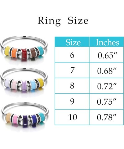 Anxiety Rings for Women Men Anti Anxiety Rings Enamel Beads Spinner Ring Meditation Fidget Ring Anxiety Relief and Stress Uni...