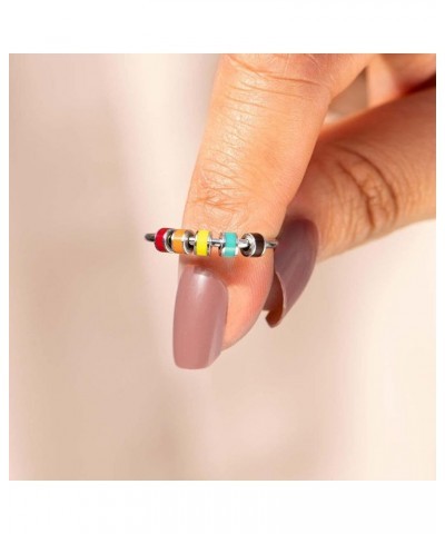 Anxiety Rings for Women Men Anti Anxiety Rings Enamel Beads Spinner Ring Meditation Fidget Ring Anxiety Relief and Stress Uni...