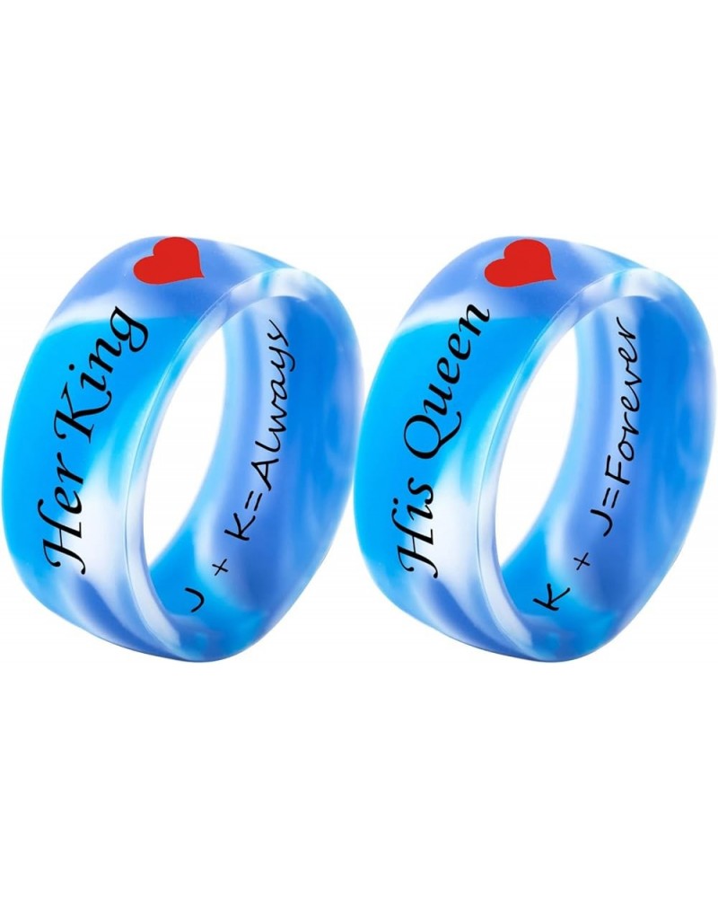 SHNIAN Classic Flat Micro Arc Silicone Rings His and Hers Sun and Moon Matching Rings Couples Rings Comfortable Fit Custom En...