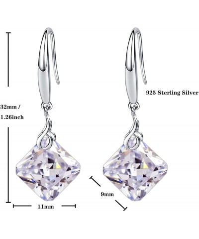 Silver Dangle Earring 14k White Gold Plated 925 Sterling Silver 12mm Pear Shape Naked Drill Swarovski Element Crystal Drop Ea...