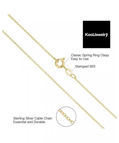 Sterling Silver or Yellow Gold Over Sterling Silver Cable Chain Necklace for Women (1.2 mm, 1.6 mm or 2.1 mm) 16 inch 1.2 mm ...