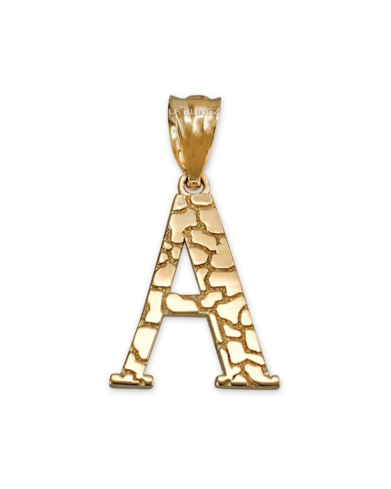 14K Yellow Gold Nugget Initial Letter Alphabet Charm Pendant Letter A $36.95 Pendants