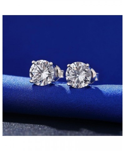 925 Sterling Silver Stud Earrings For Women Men Brilliant Round Cut & Princess Cut 5A Cubic Zirconia Stud Earrings, Hypoaller...