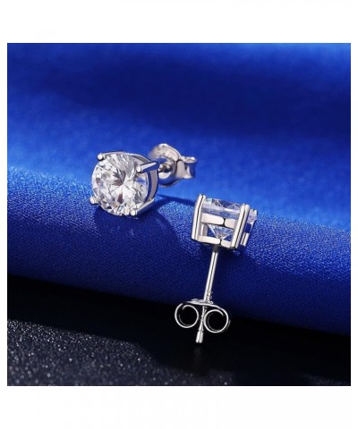 925 Sterling Silver Stud Earrings For Women Men Brilliant Round Cut & Princess Cut 5A Cubic Zirconia Stud Earrings, Hypoaller...